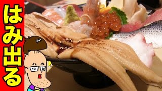 【良コスパ】はみ出しすぎる海鮮丼を食べてみた！【すしざむらい】