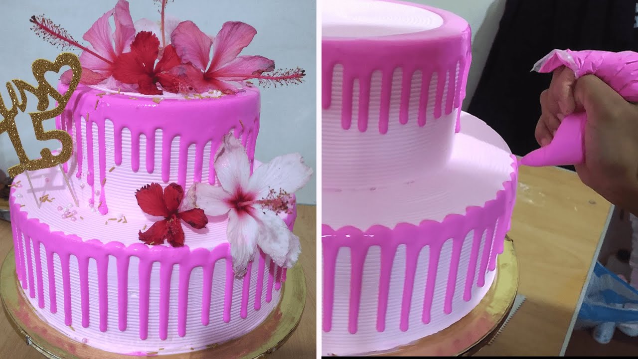 Pastel Sencillo De 2 Pisos Con Flores Naturales Como Decorar Una Torta De Dos Pisos Con Flores Youtube
