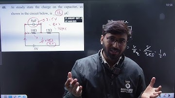 At steady state the charge on the capacitor as shown in the circuit below  , is...|| Jee main.......