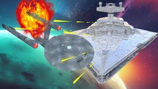 Enterprise (vs) Star Destroyer [FULLY ANIMATED BATTLE] (Star Wars vs Star Trek)