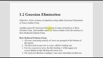 1 2 Gaussian Elimination Part 1