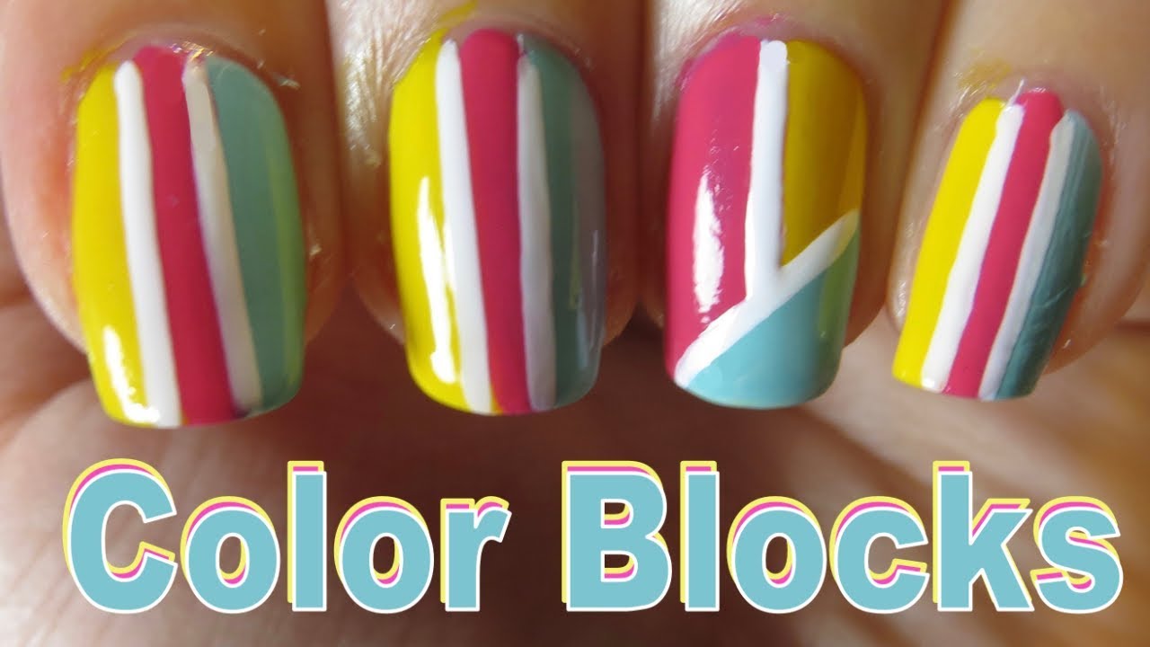 8. "Color Block Nail Tutorial with Glitter Accents" - wide 10