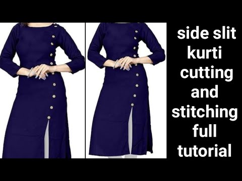 Naira style gathering slits kurti cutting/ trendy frock cutting and  stitching/chaak wali/slit kuti - YouTube