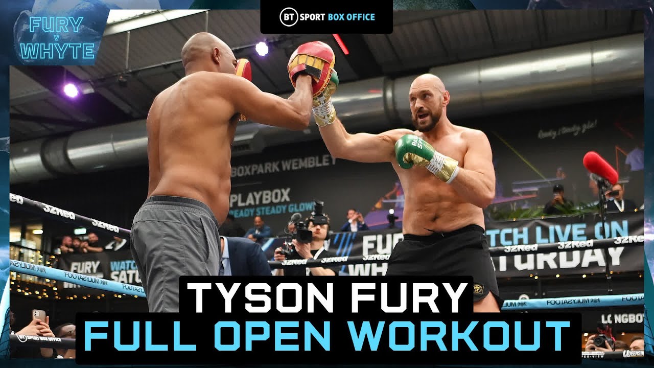 Tyson Fury works the pads at Wembley! Fury v Whyte Full Open Workout