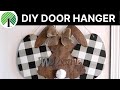 DIY Dollar Tree Neutral Farmhouse Easter Door Hanger + How to Paint Buffalo Check | Whiskey &amp; Whit