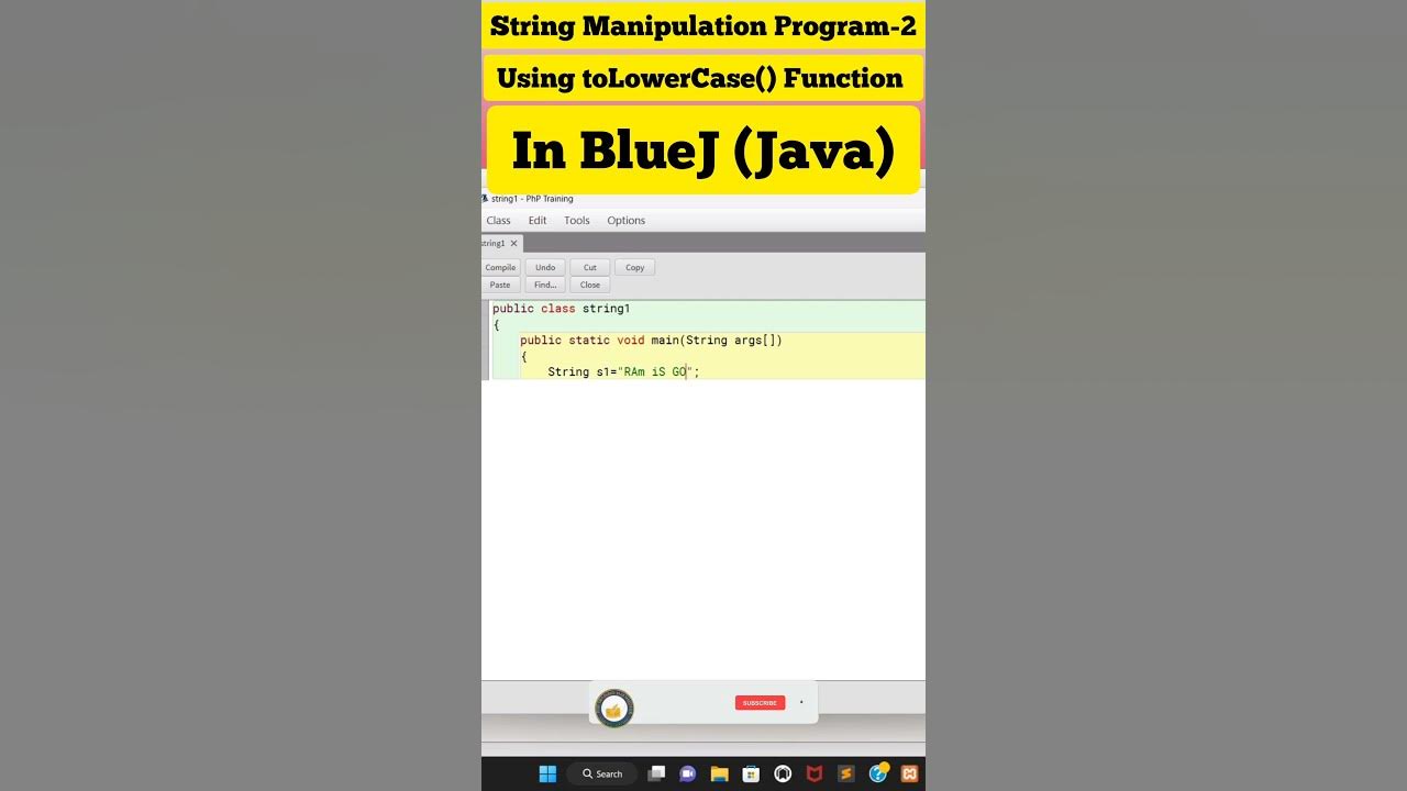 String Manipulation Program-2 Using toLowerCase() Function in BlueJ ...