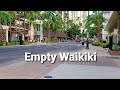 Hawaii Walk: EMPTY WAIKIKI During Pandemic. The beach is crowded but the streets are very quiet...