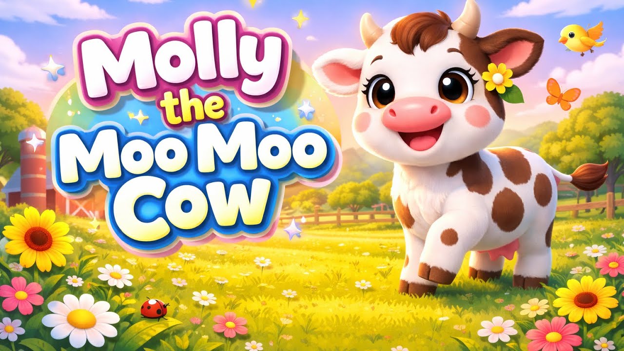 Moo Moo!🐮Little Cow Song for Kids🤍🐄| Baby Songs & Rhymes🌈🐮| Kids Farm Song🎶🐮| Happy Toons🐥|