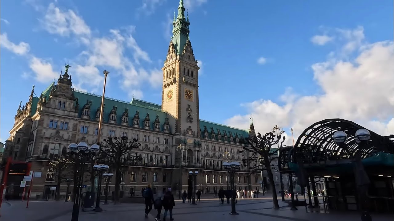 (HD) Germany Hamburg walking tour in the city center of Hamburg