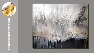 🔥Silver and Black Acrylic Pouring &quot;SEXY&quot; Swipe Technique🔥SOLD