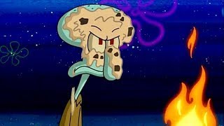 Squidward Gets Hit By Burnt Marshmallow