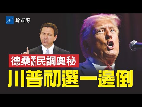 共和党初选转为一边倒。川普优势跳增11%。德桑蒂斯民调，你可能想不到的奥秘。#共和党初选 #民调 #川普