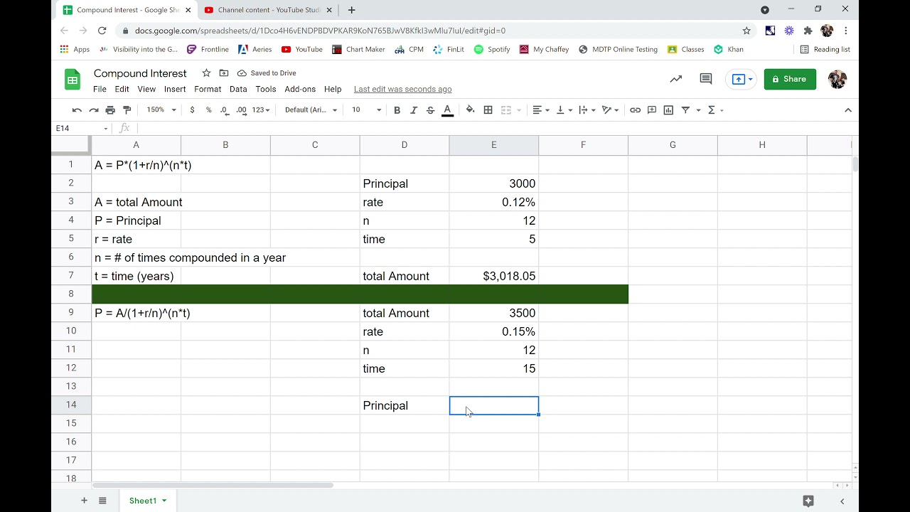 Compound Interest Calculator Sheet