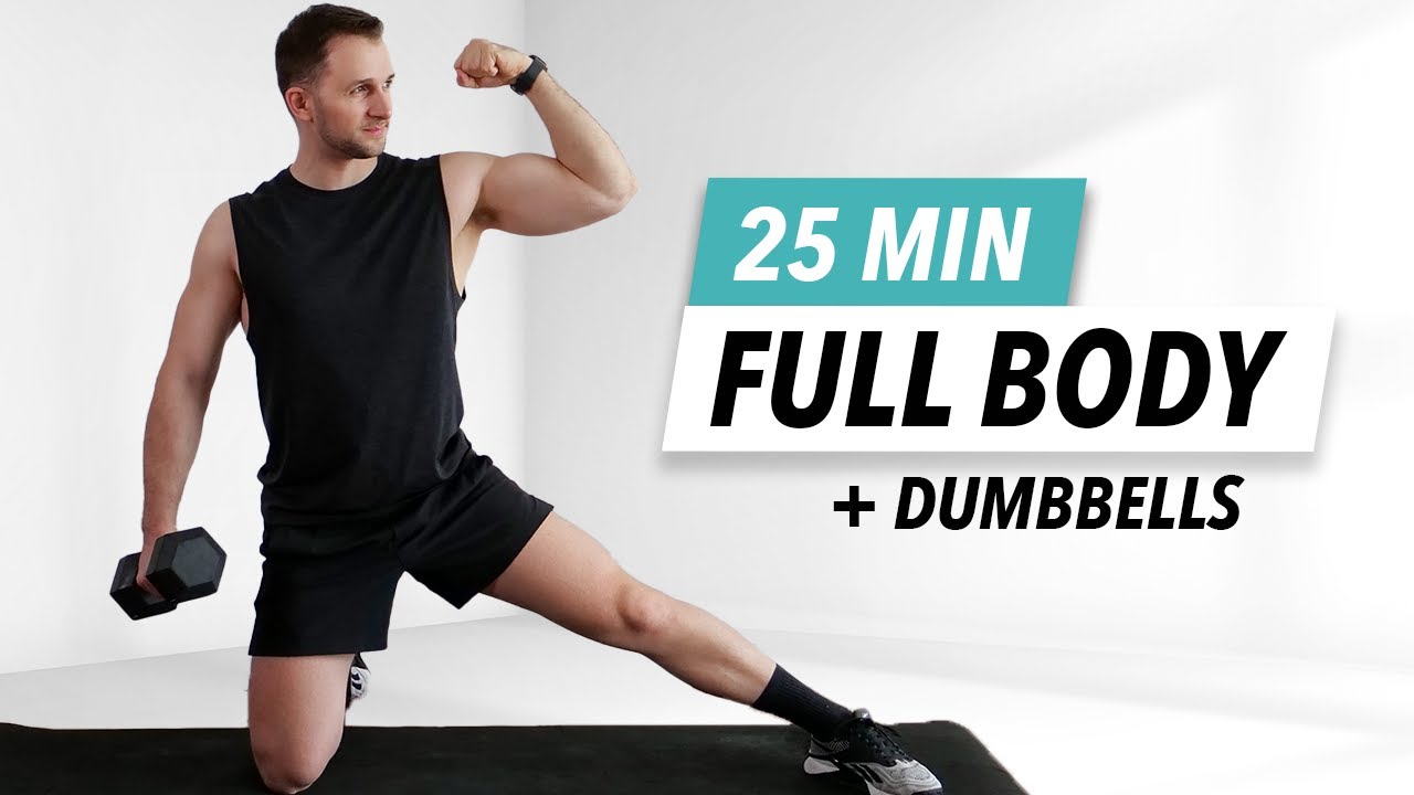 25 Min FULL BODY DUMBBELL WORKOUT at Home - Strength & Cardio [NO ...