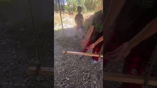 DIY swing under an abandoned bridge