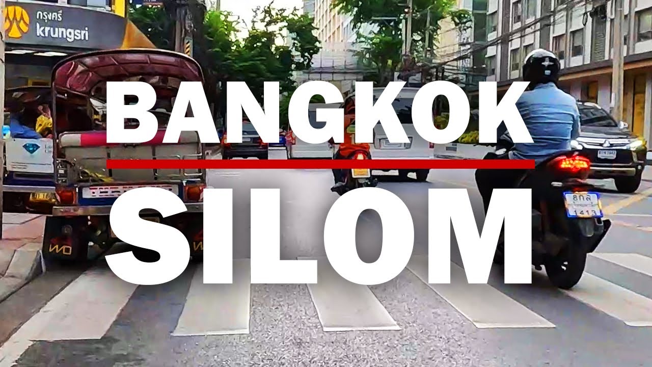 Bike ride around the streets of Silom [ 4K ] Bangkok cycling tour