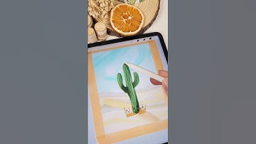How I Paint a Cactus in a Desert 🌵✏️ #procreate #shorts #art