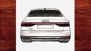 AUDİ A8 DRAWİNG 2021 - How To Draw a Car Audi Easy - Adım Adım Audi Araba Çizimi Karakalem Çizimler