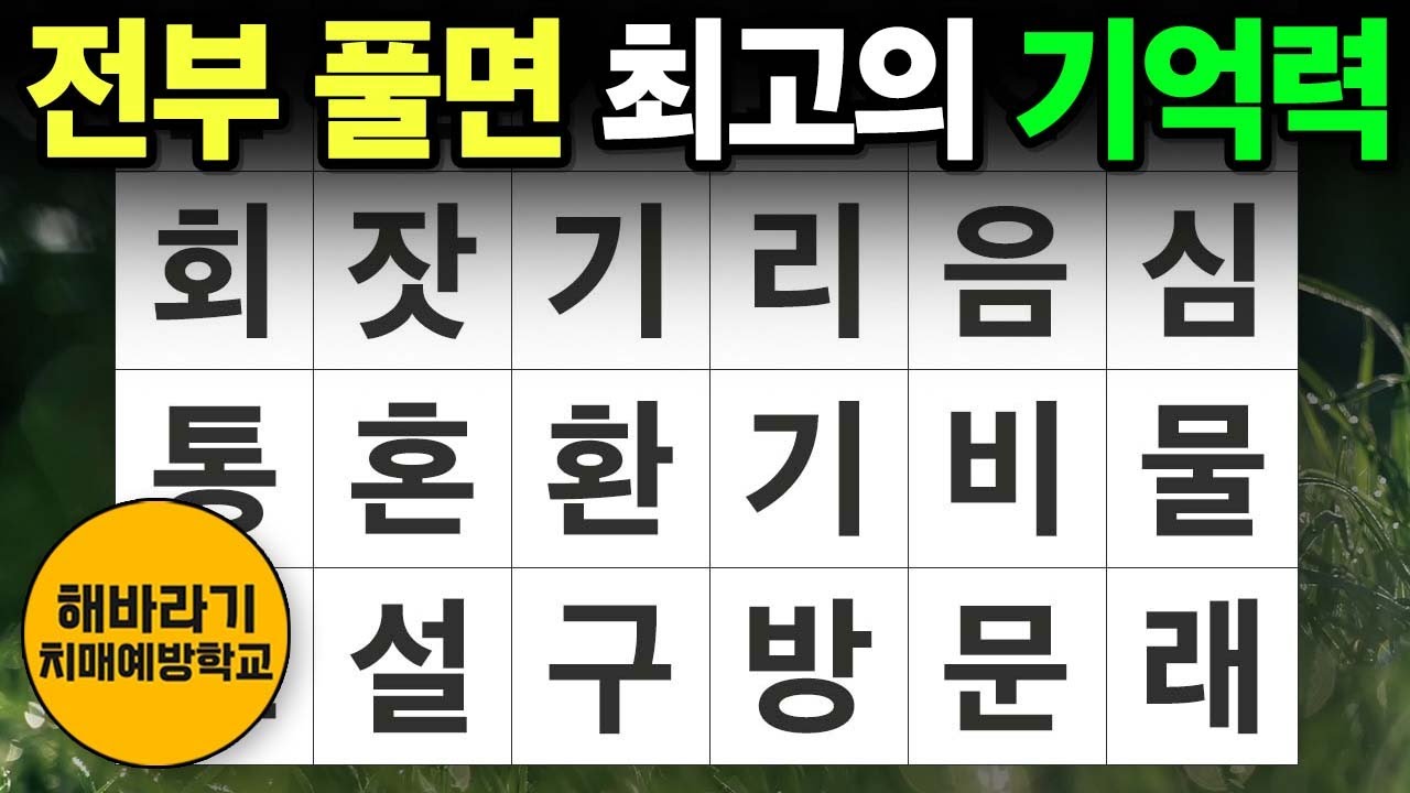 【치매 예방】전부 다 풀면 최고의 기억력입니다┃숨은단어찾기,치매예방,치매테스트,단어퀴즈,낱말퀴즈