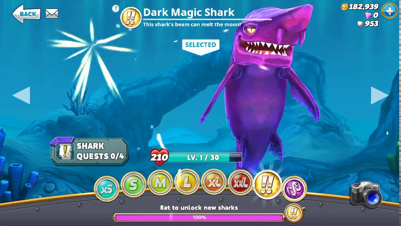 Hungry shark world: I got dark magic shark!!!!