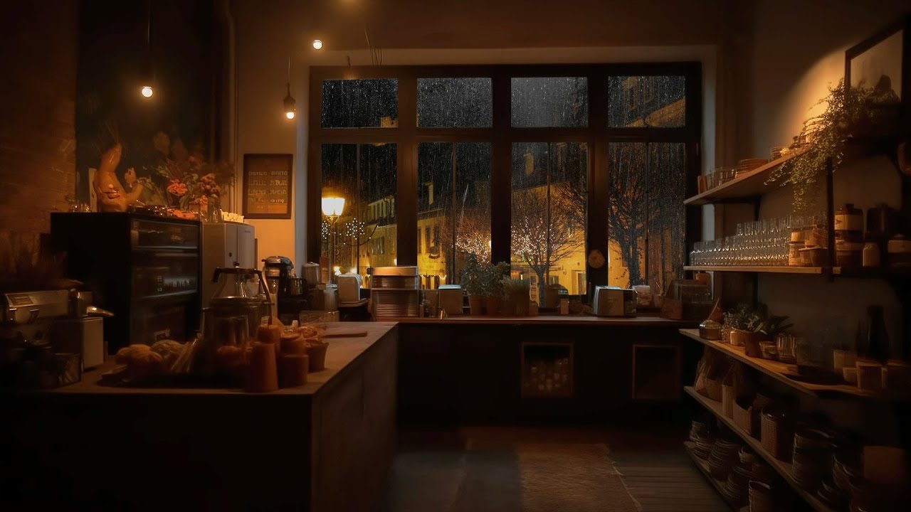 Rainy Day Coffee Shop Ambience 3Hours Busy Coffee Shop Background