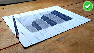 How to Draw a 3D Staircase Illusion - Step by Step Tutorial