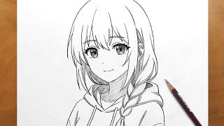How to Draw Anime Girl in Hoodie – Easy Drawing Guide screenshot 5