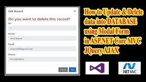 How to Update & Delete Data with DATABASE using Modal Form in ASP.NET Core MVC, Jquery AJAX