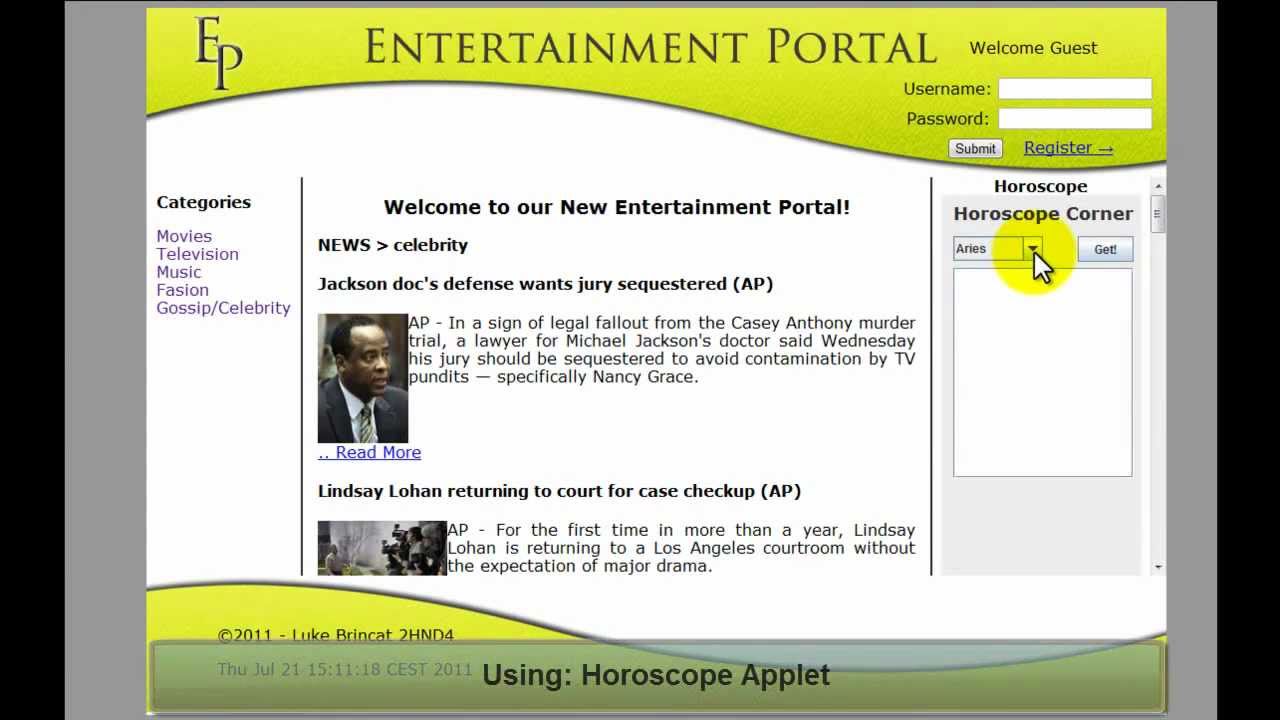 Entertainment portal Entertainment portal