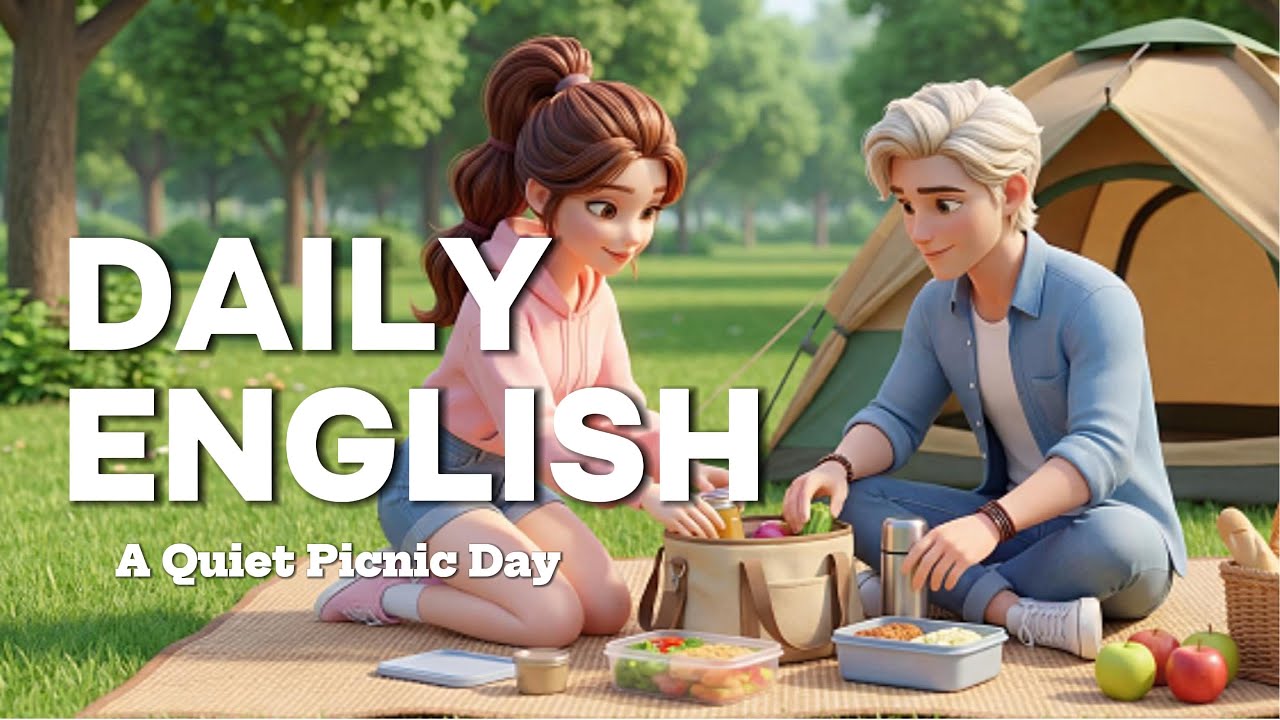 Daily English - A Quiet Picnic Day- Nori Learns English- Slowly English for Beginners