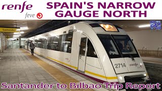SPAIN'S NARROW GAUGE NORTH / RENFE FEVE SANTANDER TO BILBAO REVIEW / SPANISH TRAIN TRIP REPORT