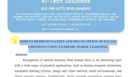 ROBUST REPRESENTATION AND RECOGNITION OF FACIAL EMOTIONS USING EXTREME SPARSE LEARNING