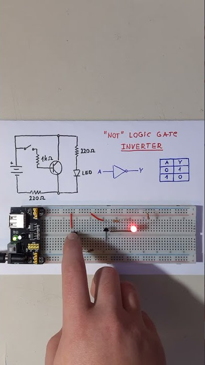 Implementation of a INVERTER ('NOT' logic gate) using a bipolar transistor 2N2222