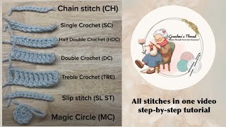Crochet for Beginners | All Basic Stitches Step-by-Step (Full Guide) in one video 