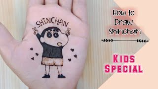 How to draw shinchan step by step | Shinchan mehndi design | shinchan tattoo | Mehndi Creations
