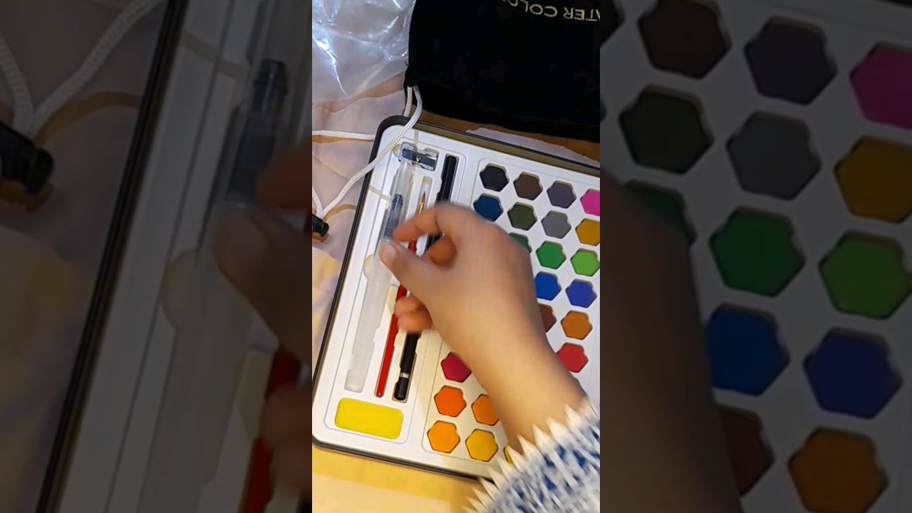 Let's unbox water colors  set of 36 | Water brush pen | 
