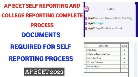 AP ECET 2022 SELF REPORTING, CLG REPORTING PROCESS| DOCUMENTS REQUIRED FOR AP ECET SELF REPORTING|