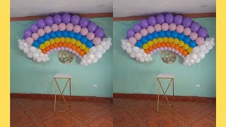 Arcoíris con globos, decoración con globos para cumpleaños