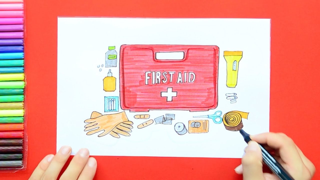 How to draw an Emergency First Aid Kit 