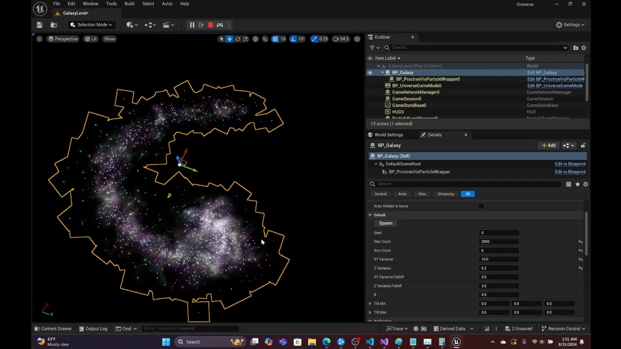 UE5 - Procedural Galaxy generator continued