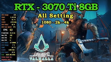 Assassins Creed Valhalla RTX 3070 Ti 8GB All Setting FPS & Game play 1080P & 2K & 4K