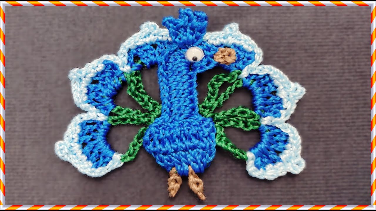 Pavão de crochê 🦚 ímã de geladeira ou para aplique! Venha conferir o passo a passo!