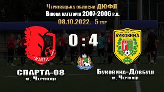U-17 | ЧОДЮФЛ | Спарта-08 - Буковина-Довбуш - 0:4 (08.10.2022)