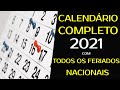 CALENDÁRIO 2021 COM FERIADOS NACIONAIS (Completo)