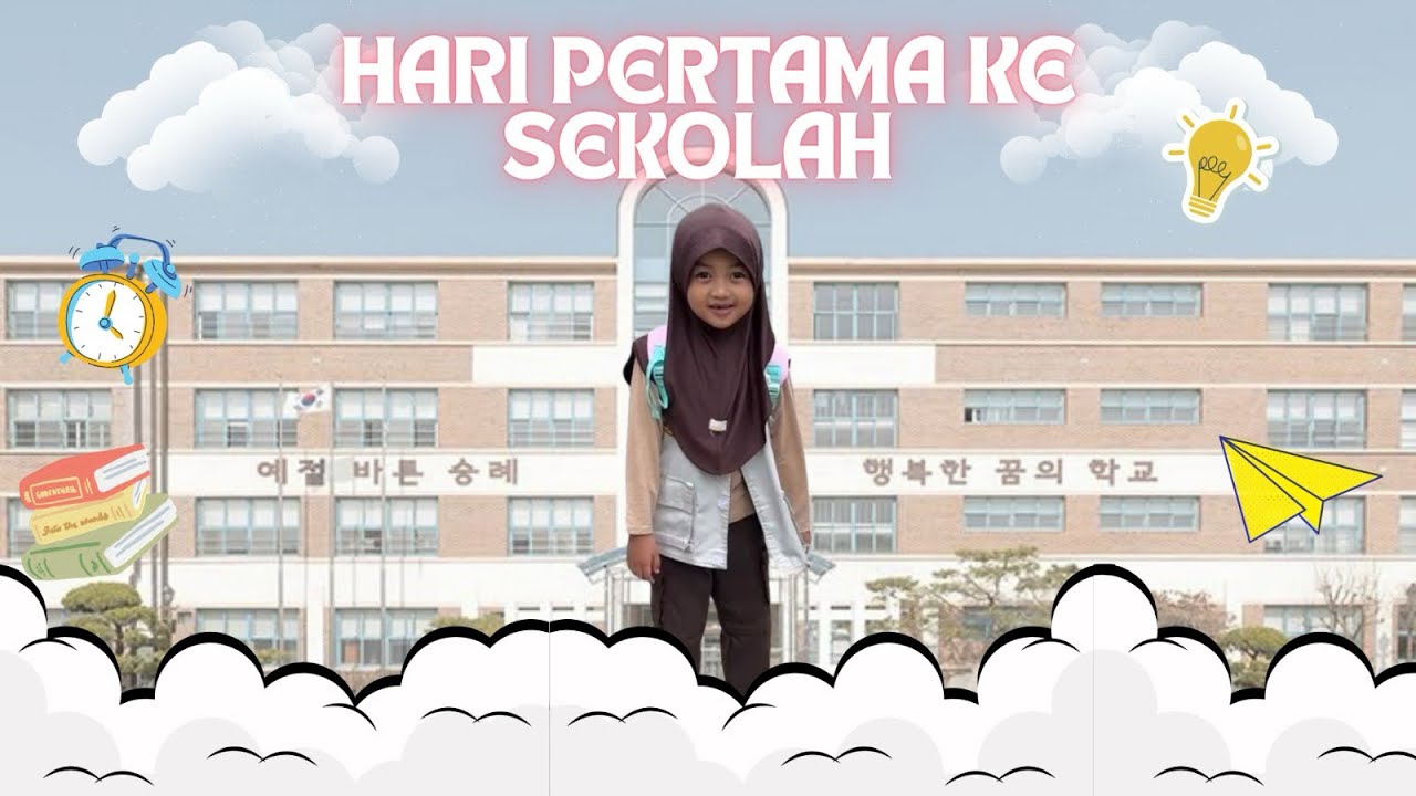 Hari pertama masuk sekolah teteh dianter bunda sama empah