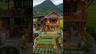 Rumah Kayu Unik Estetik Asri Tepi Sawah