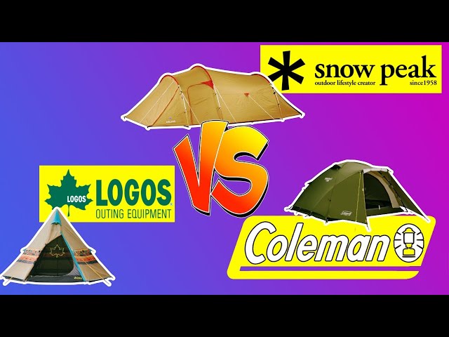 A comparison of tents from Snow Peak, Coleman, and Logos