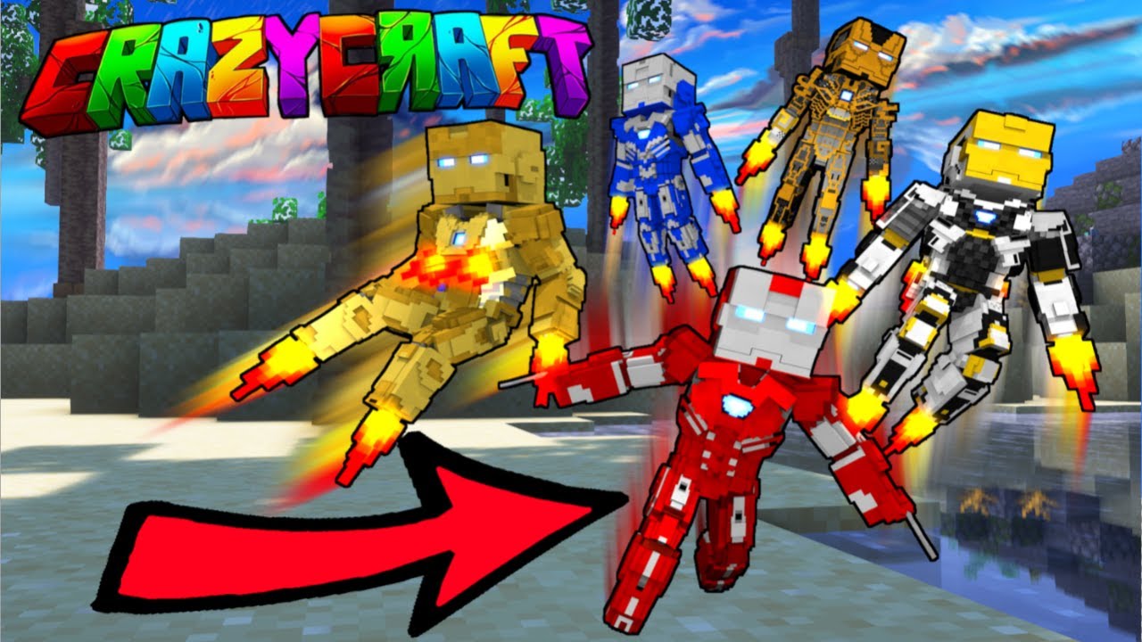 Minecraft Crazy Craft Building Every Iron Man Suit!