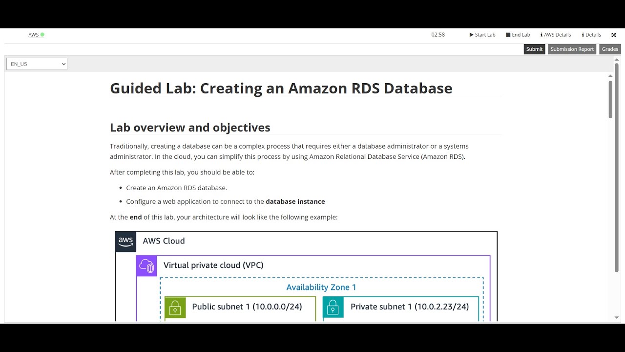 Guided lab: Creating an Amazon RDS Database - YouTube