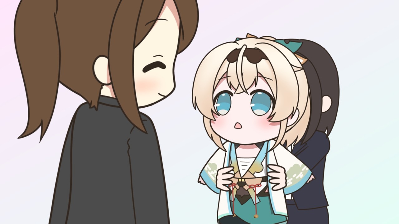 【手描き】マネちゃんに幼児扱いされるござるさん【ホロライブ/風真いろは】